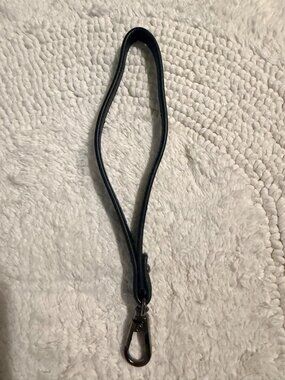 Black Leather Wristlet Strap — Detachable Purse Strap, Gunmetal Snap Hook